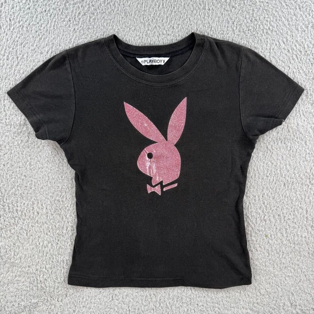 Playboy Women's Black and Grey T-shirt